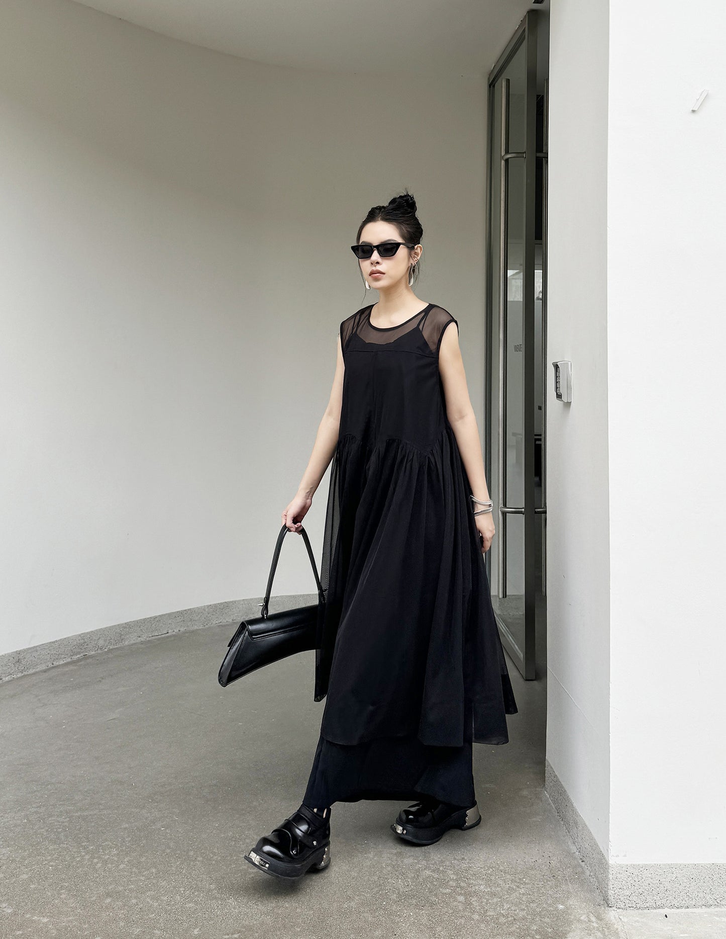 Sheer Black Layered Dress 