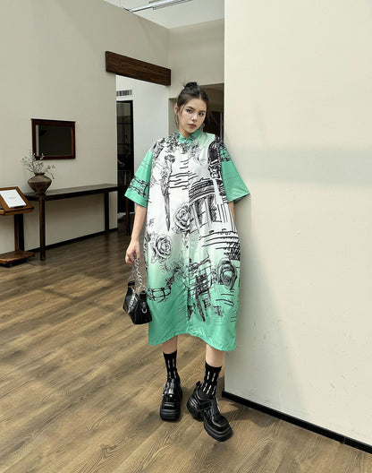 Scarf tie blouse and denim pants series 