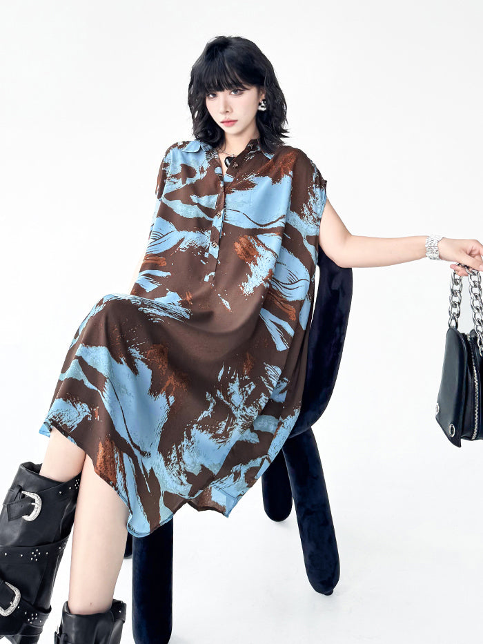 Brushed Art Color Shirt Dress 