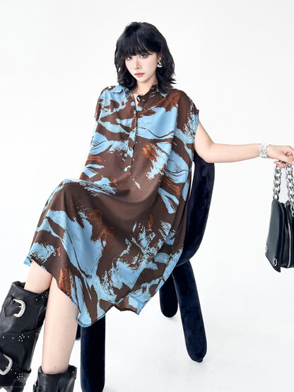 Brushed Art Color Shirt Dress 