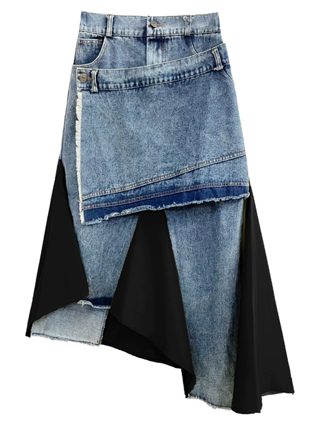 レイヤードカットデニムスカート