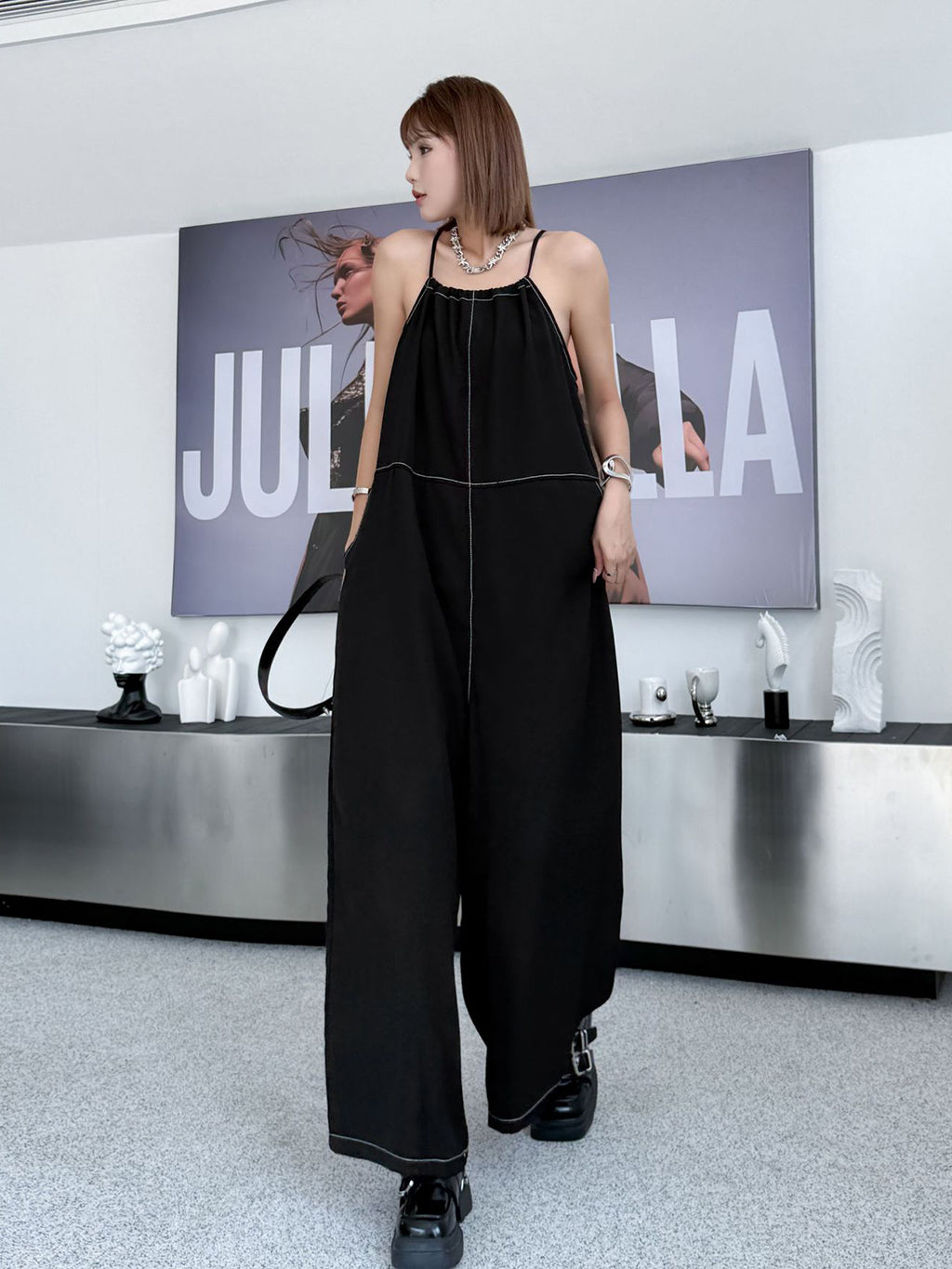 String Wide Overalls 