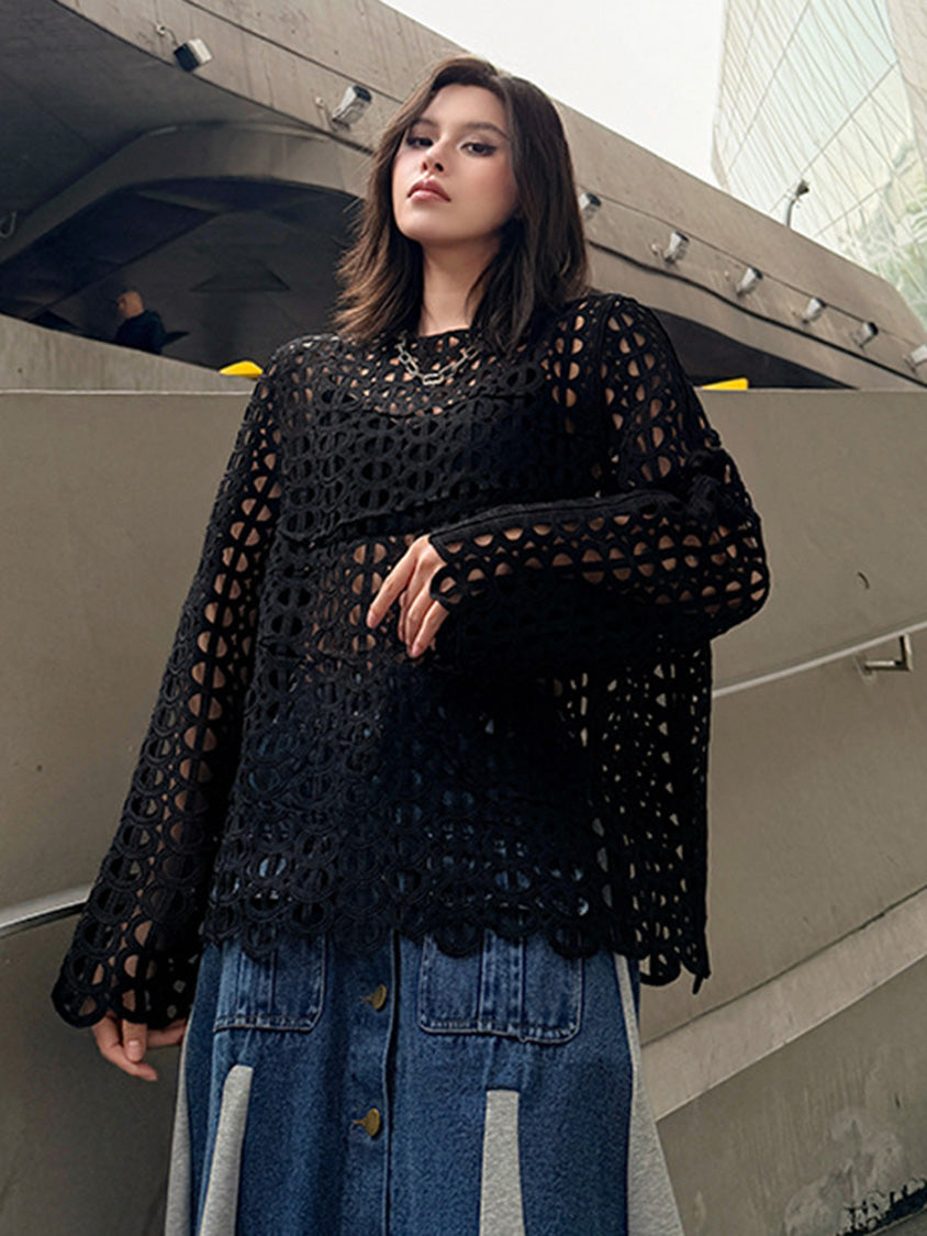 Mesh stitch top and skirt