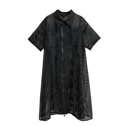 メッシュロングブラウス