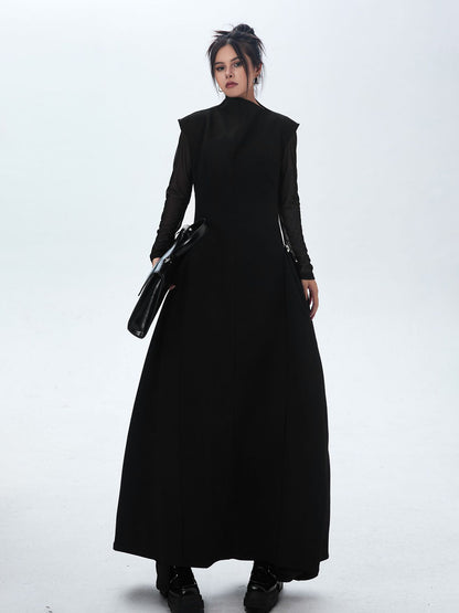High neck long flared dress 