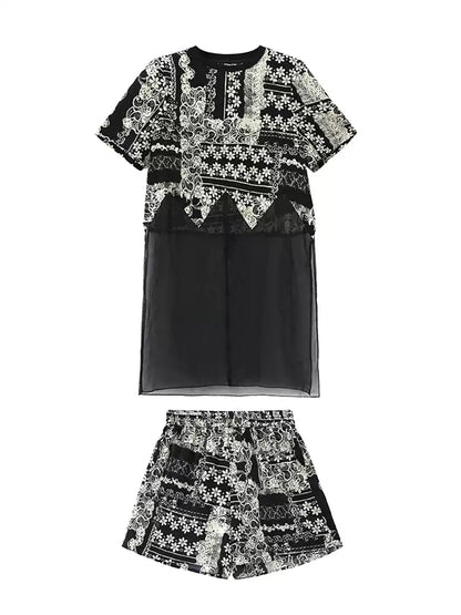 ブラックレースシアートップ＆ショーツ