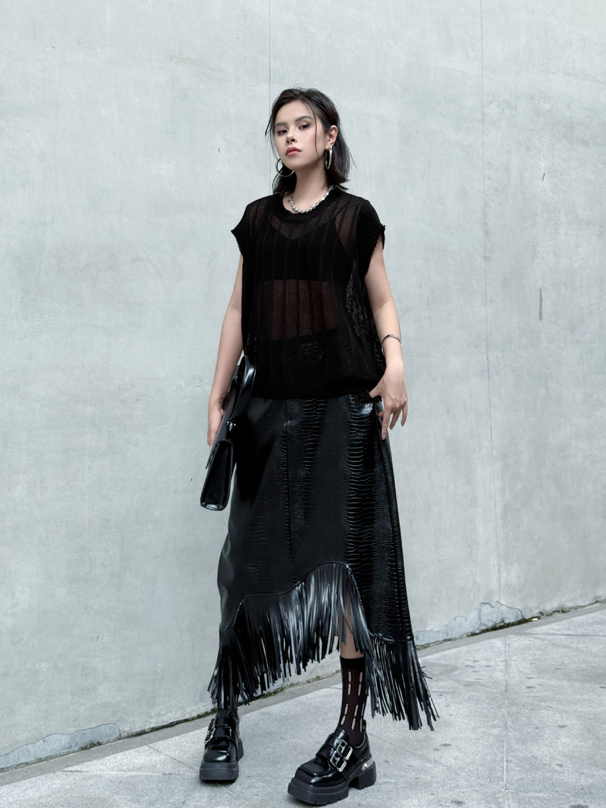 Back lace-up knit top 