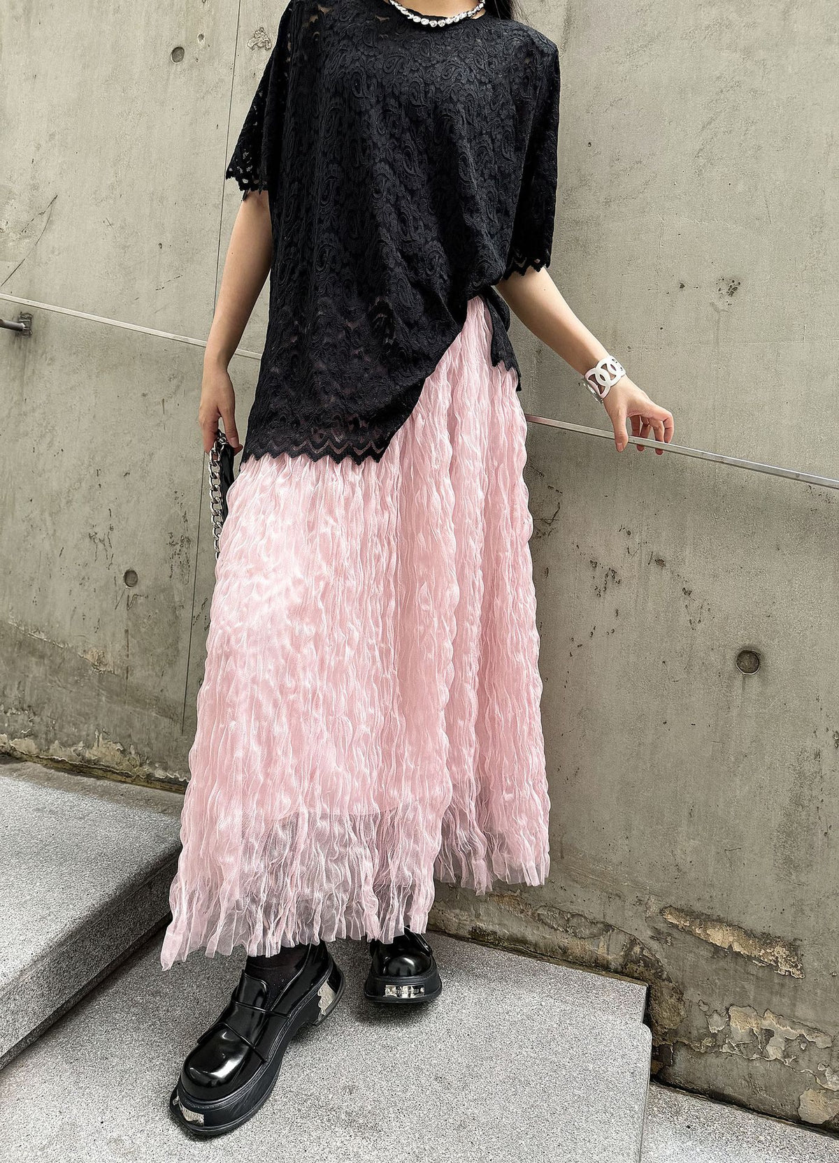 Scarf tie blouse and denim pants series 