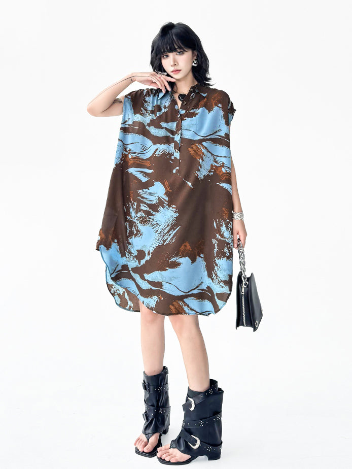 Brushed Art Color Shirt Dress 