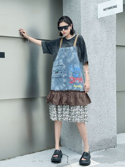 Scarf tie blouse and denim pants series 