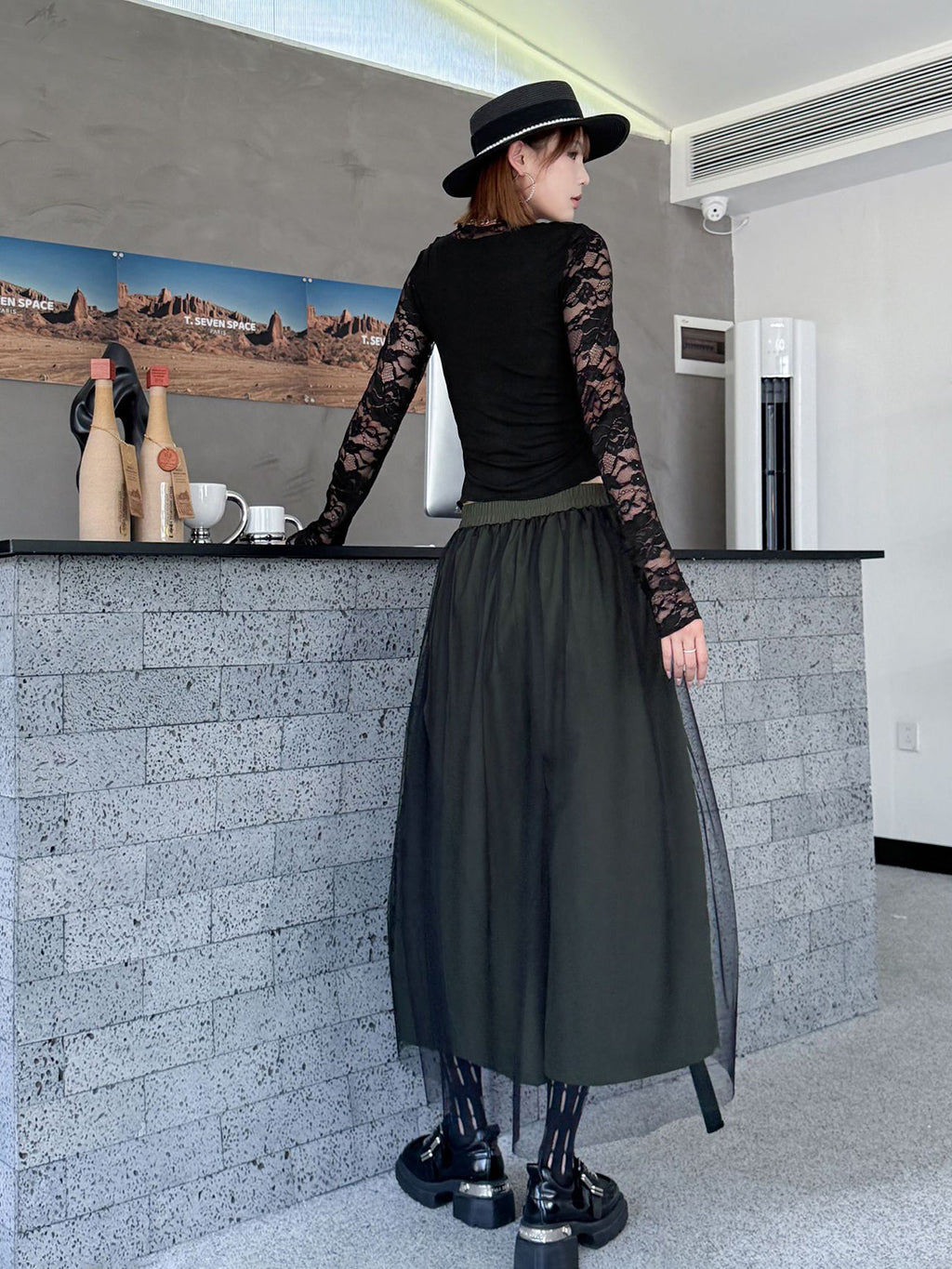 Mesh layered cargo pants 