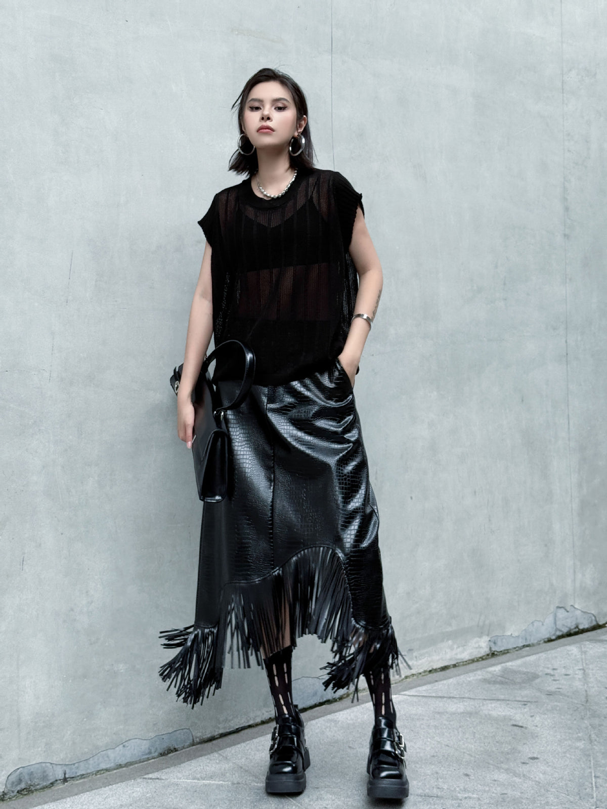 Back lace-up knit top 