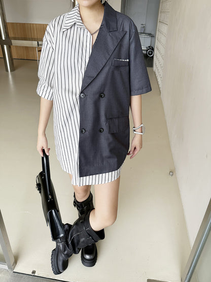 Half combination tailored shirt dress 