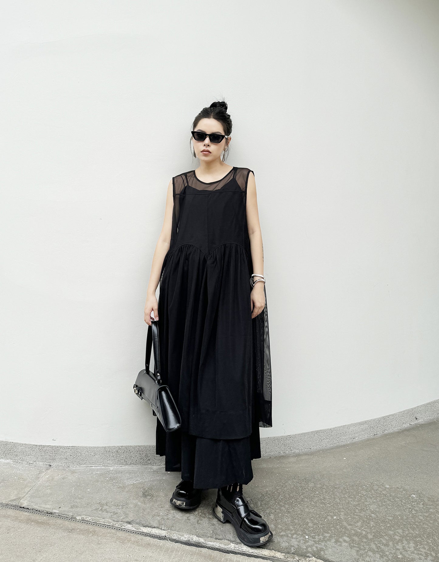 Sheer Black Layered Dress 