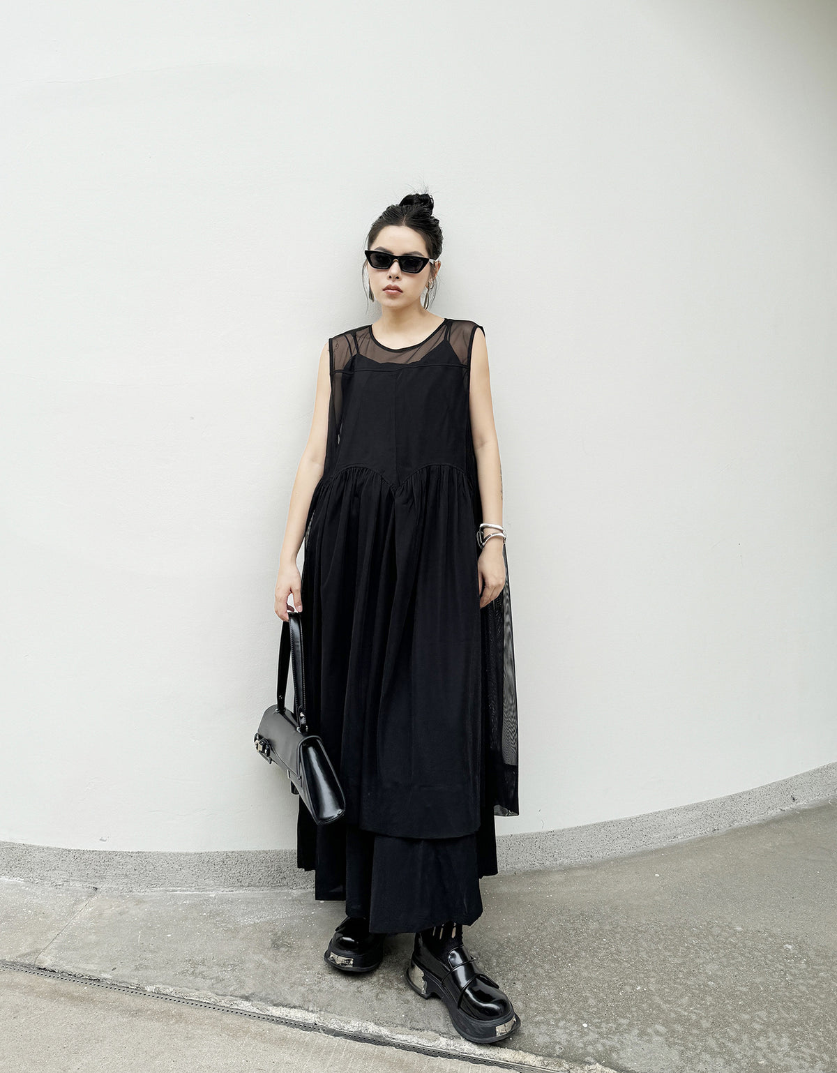 Sheer Black Layered Dress 