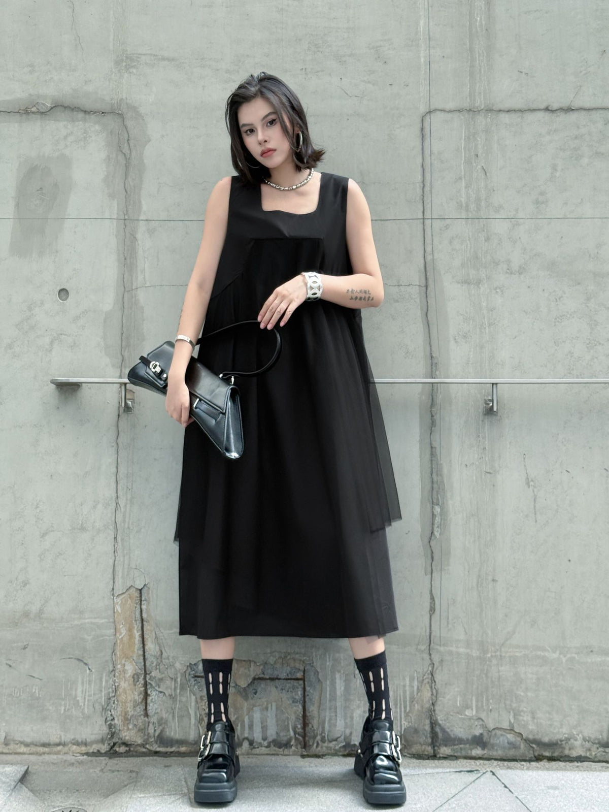 Black tulle layered dress 