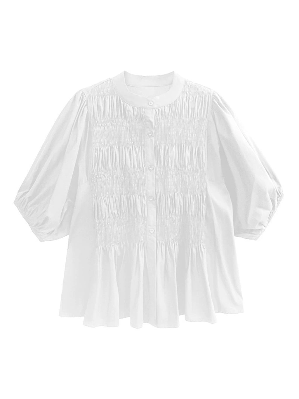 Shirred volume sleeve blouse 