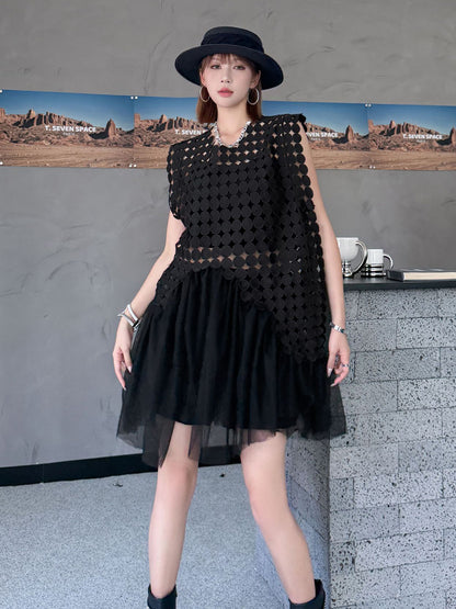 Hole Layered Tulle Dress 