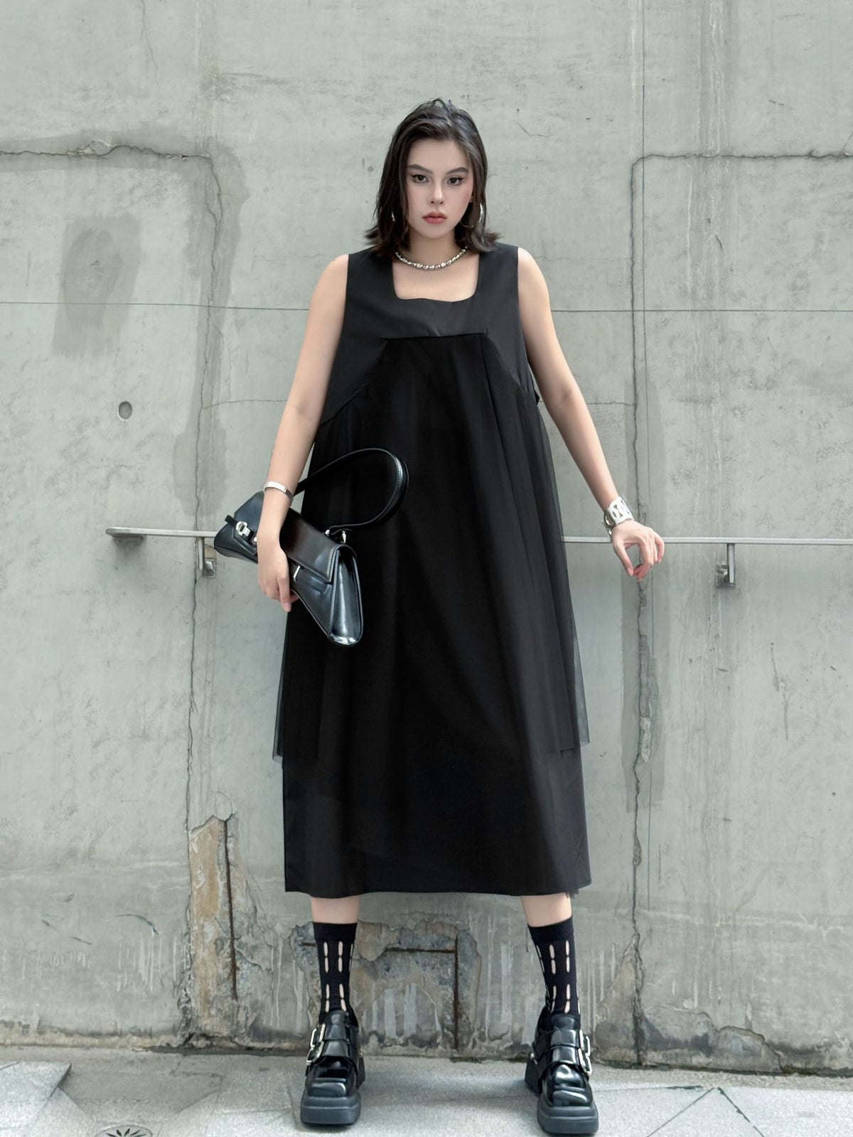 Black tulle layered dress 