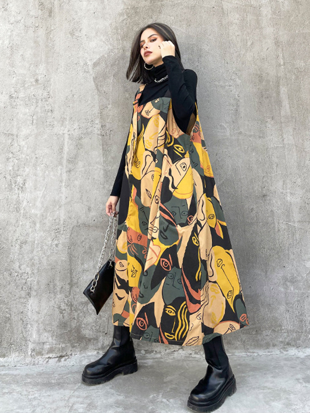 Graphic Art Suspender Dress 