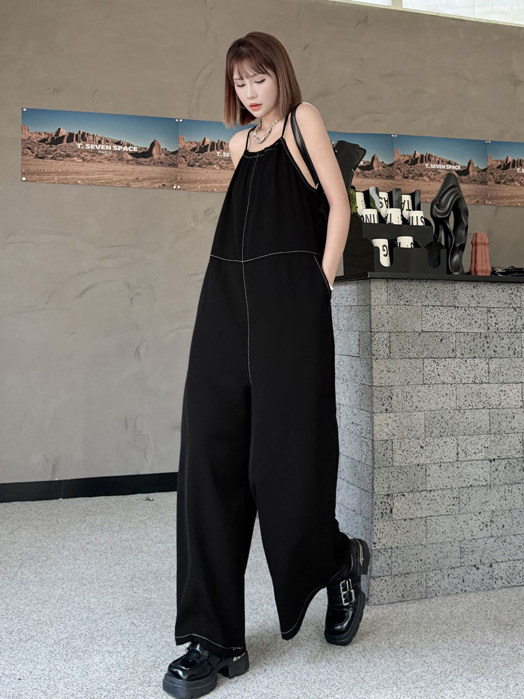 String Wide Overalls 