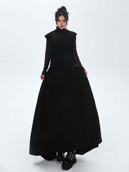 High neck long flared dress 