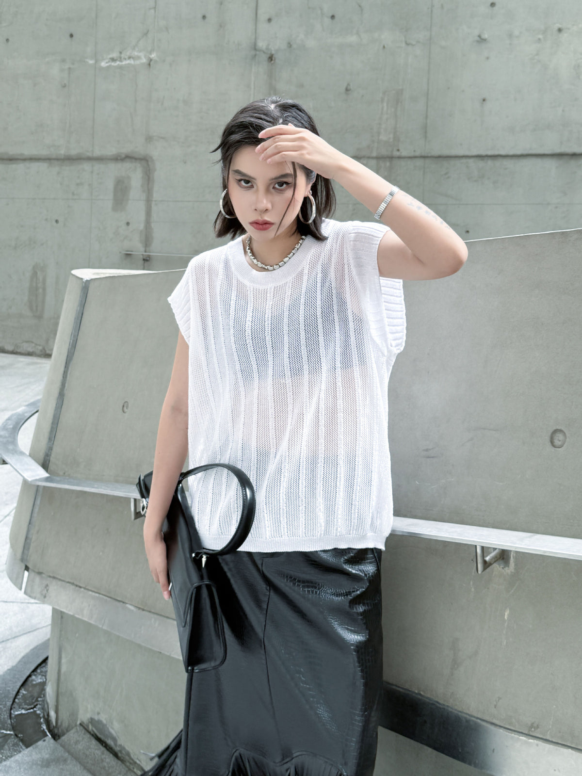 Back lace-up knit top 