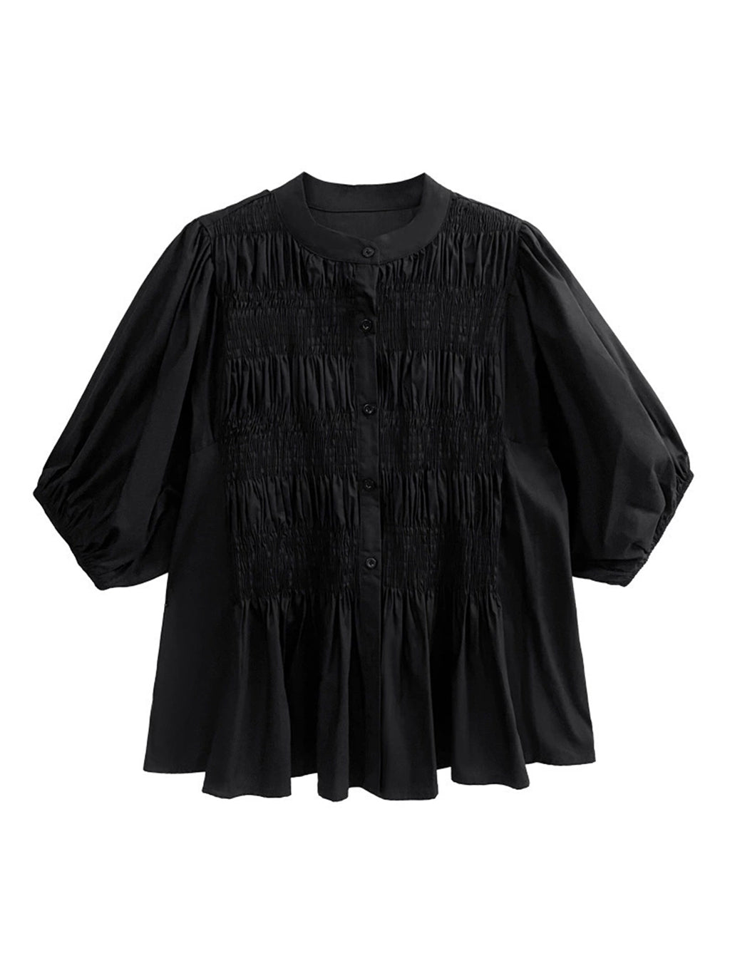 Shirred volume sleeve blouse 