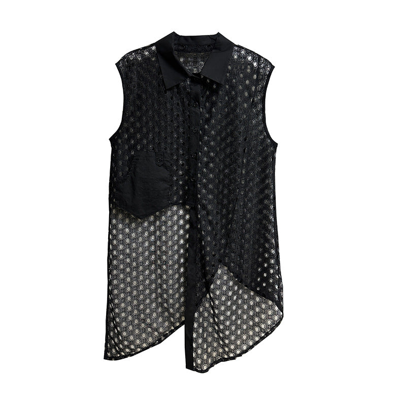 Hole Mesh Long Blouse 