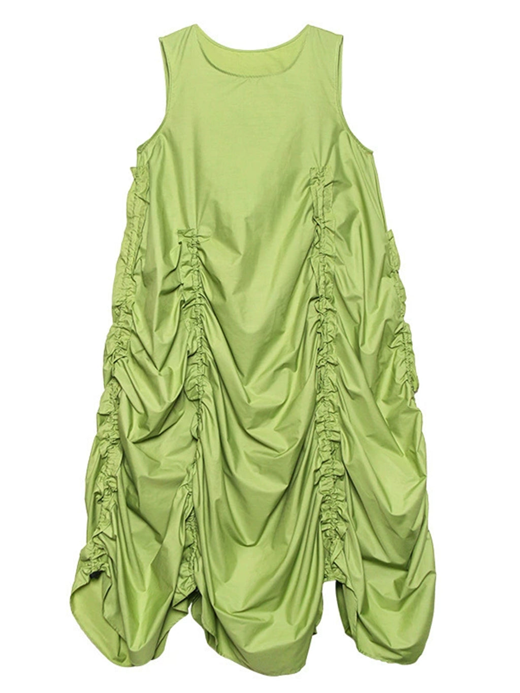 Gathered volume sleeveless dress