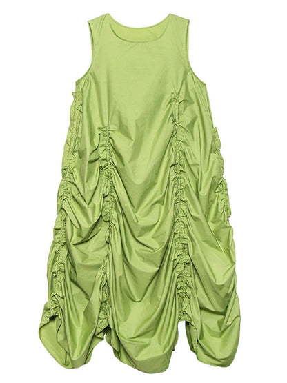 Gathered volume sleeveless dress