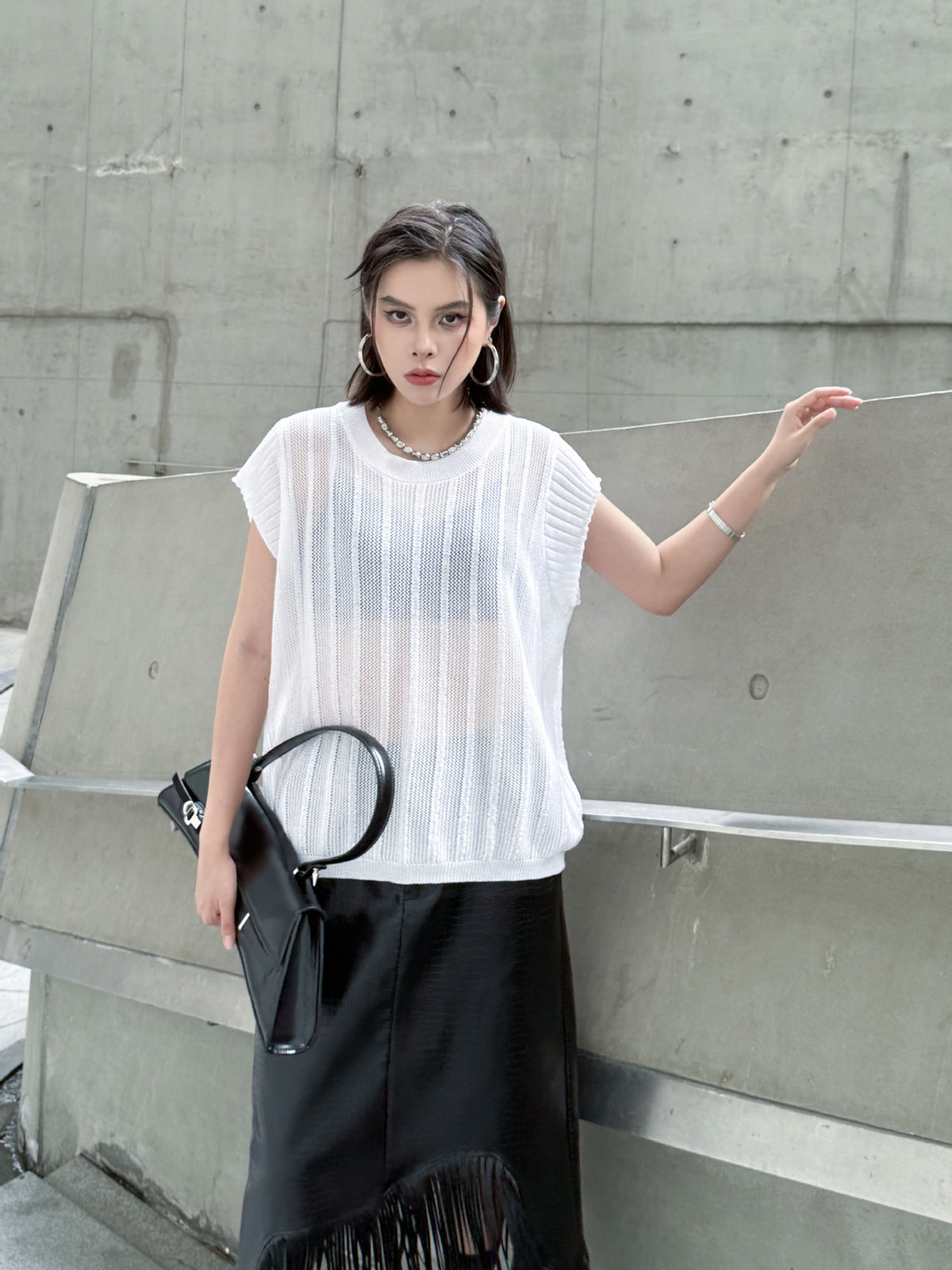 Back lace-up knit top 