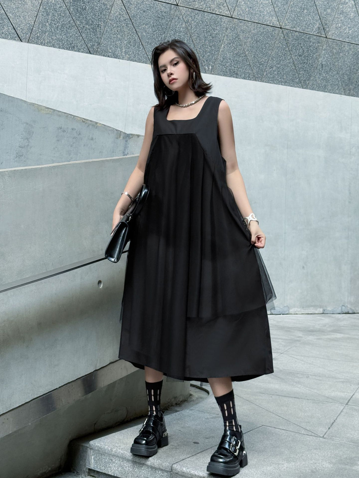 Black tulle layered dress 