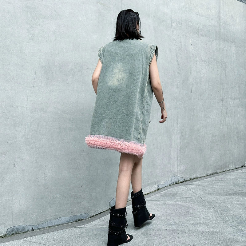 Scarf tie blouse and denim pants series 