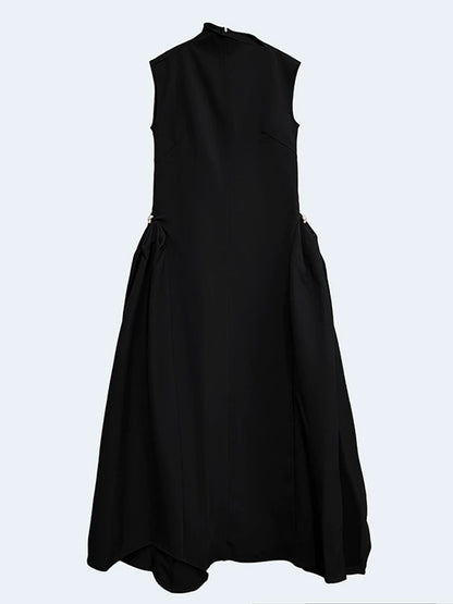 High neck long flared dress 