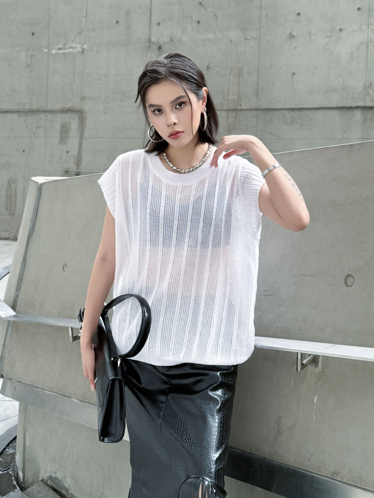 Back lace-up knit top 