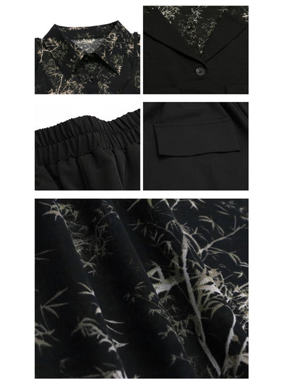 Scarf tie blouse and denim pants series 