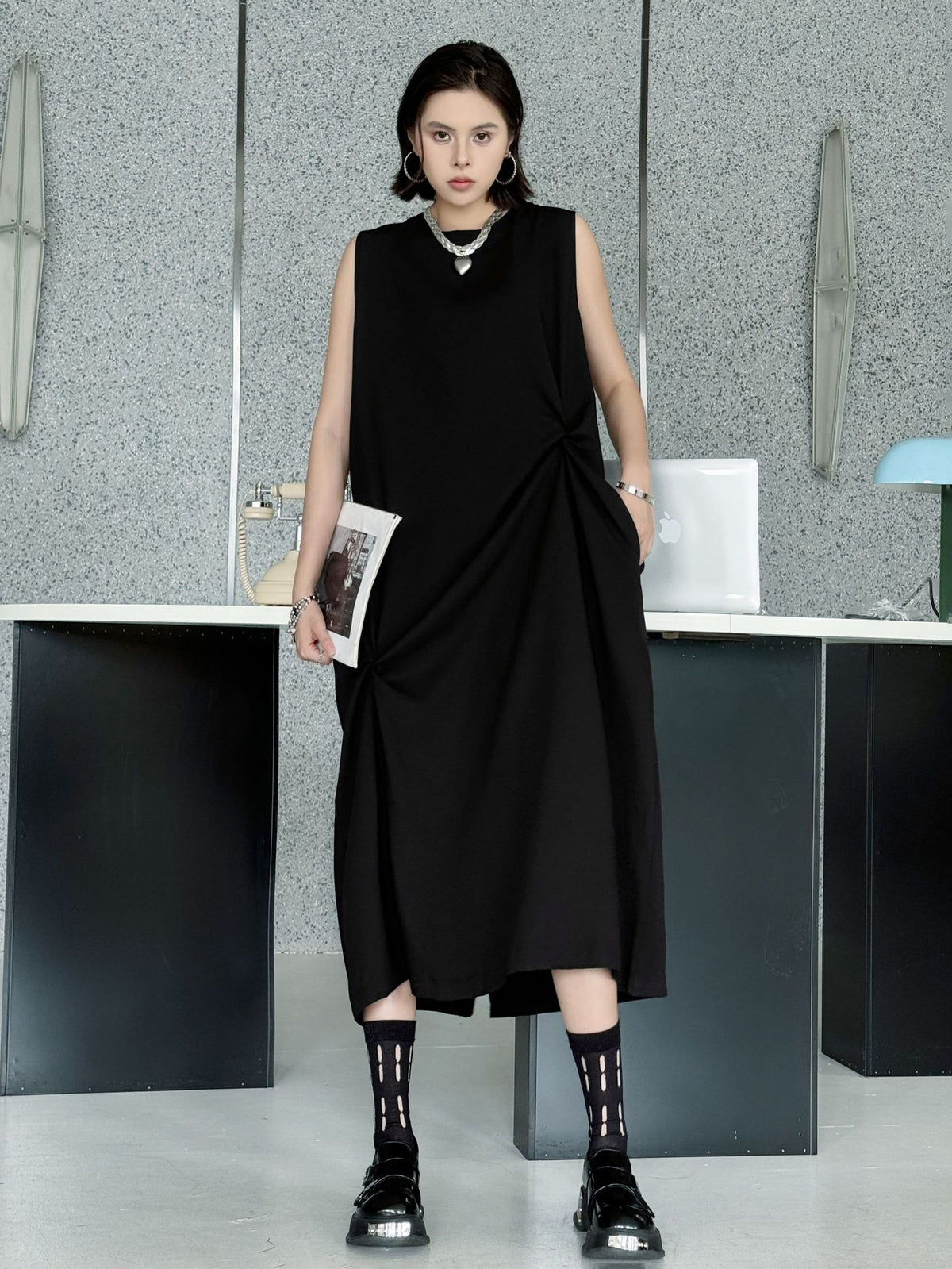 Draped sleeveless dress 