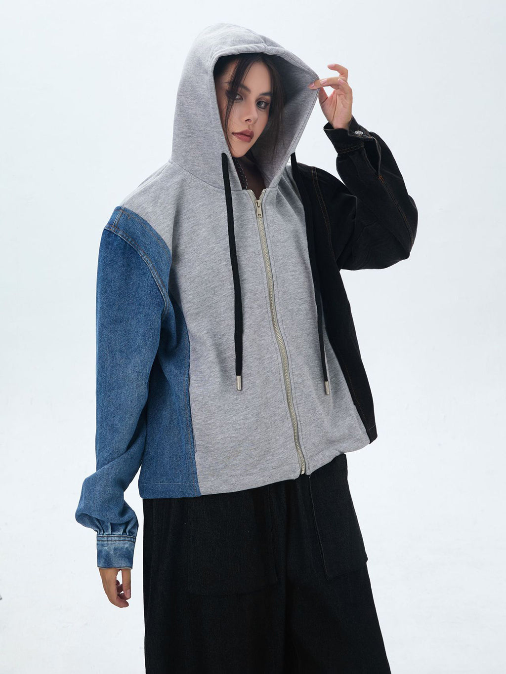 Washed Denim Docking Hoodie 