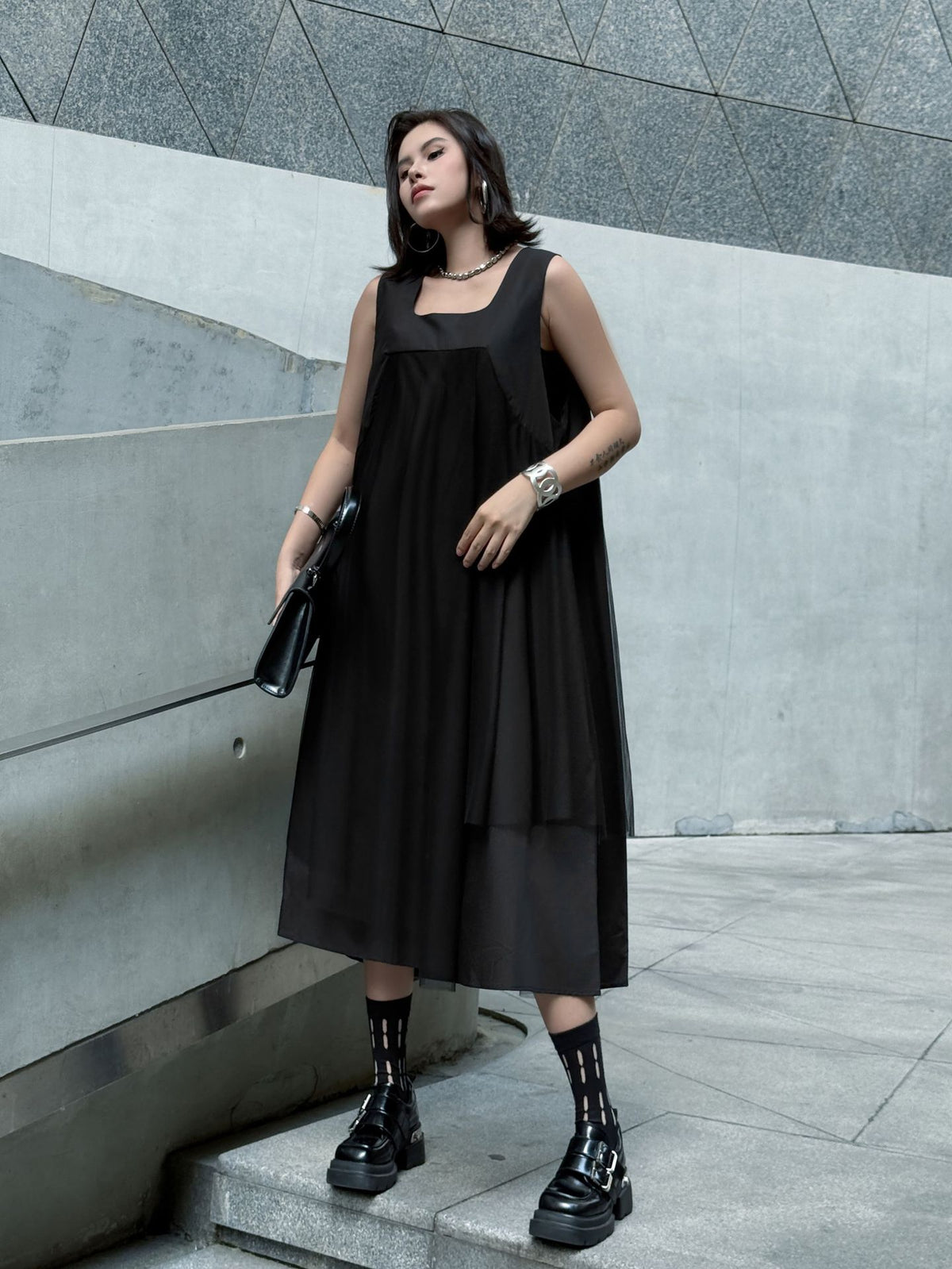 Black tulle layered dress 