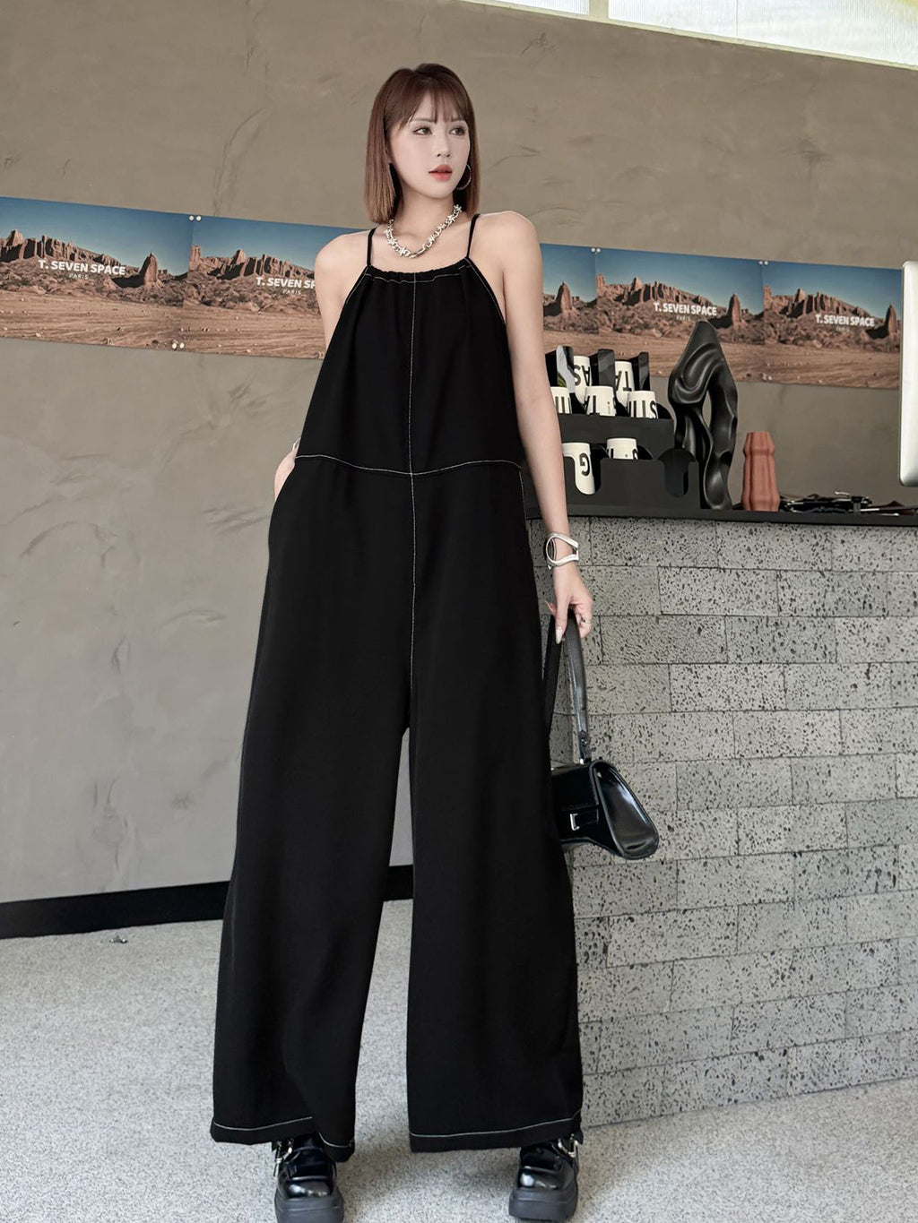 String Wide Overalls 