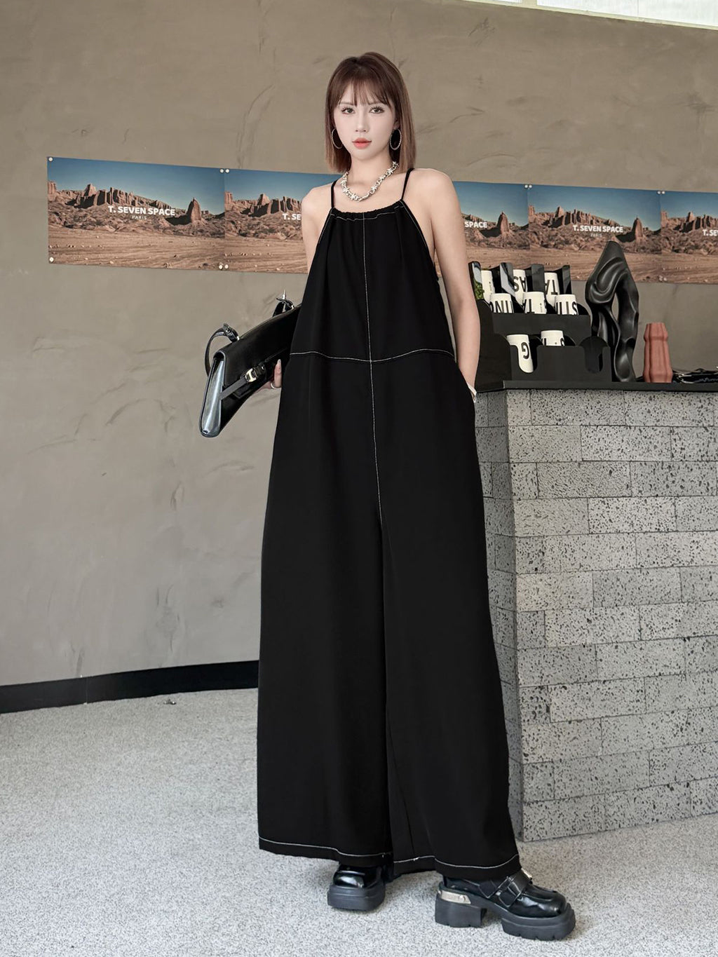 String Wide Overalls 