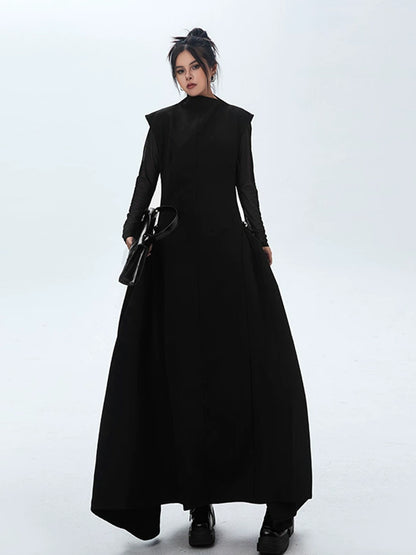 High neck long flared dress 