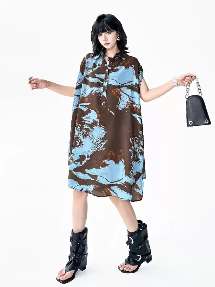 Brushed Art Color Shirt Dress 