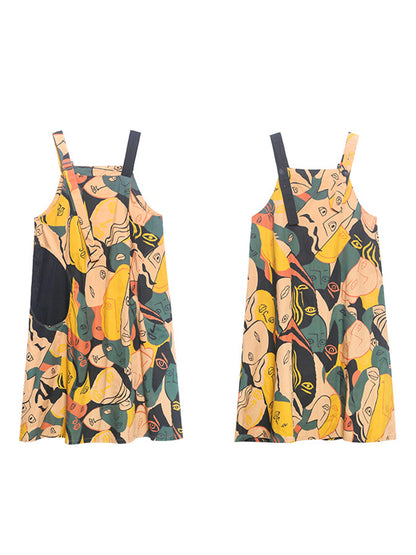 Graphic Art Suspender Dress 