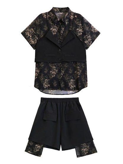 Scarf tie blouse and denim pants series 