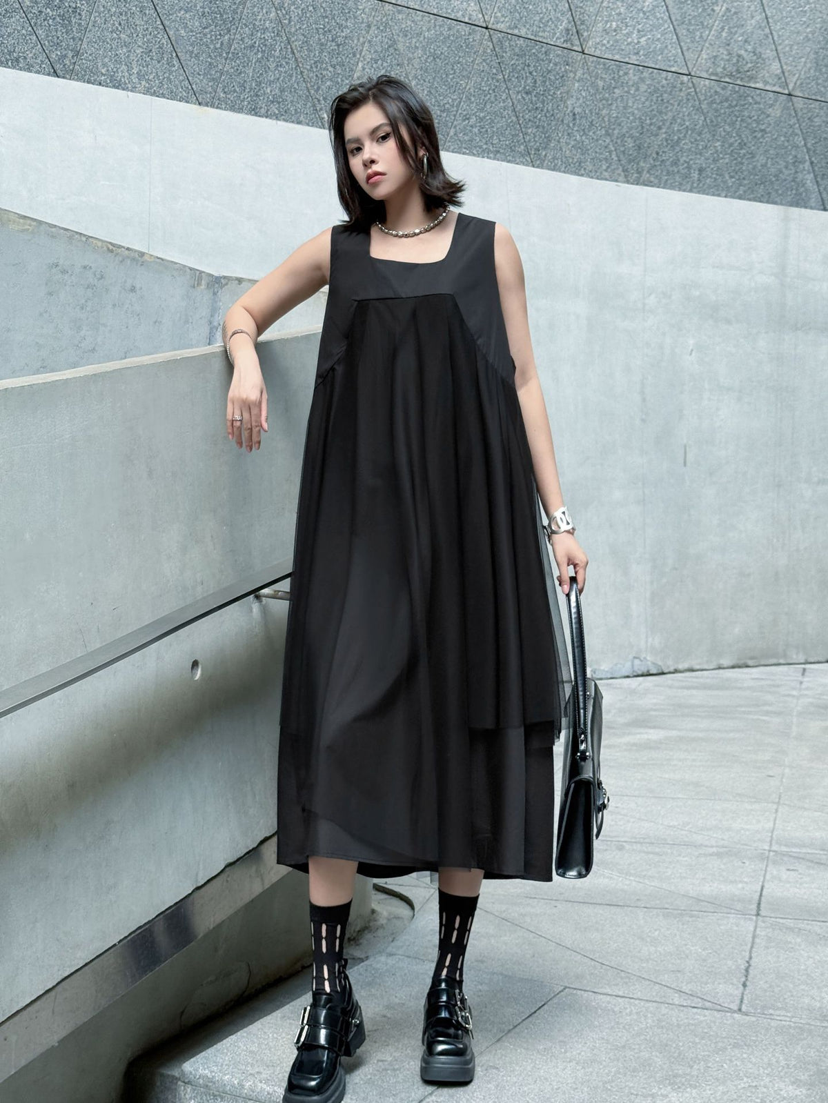 Black tulle layered dress 
