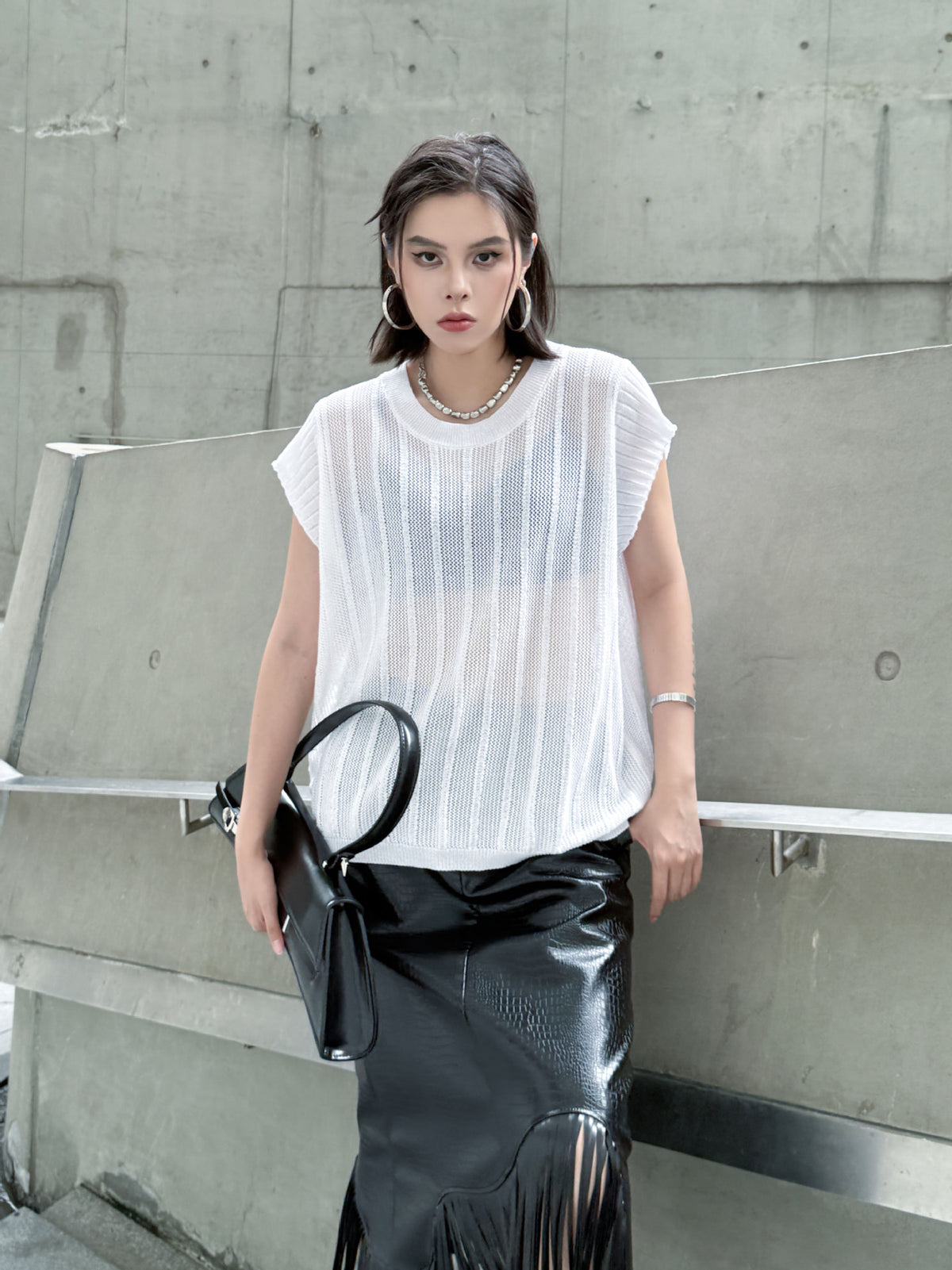 Back lace-up knit top 