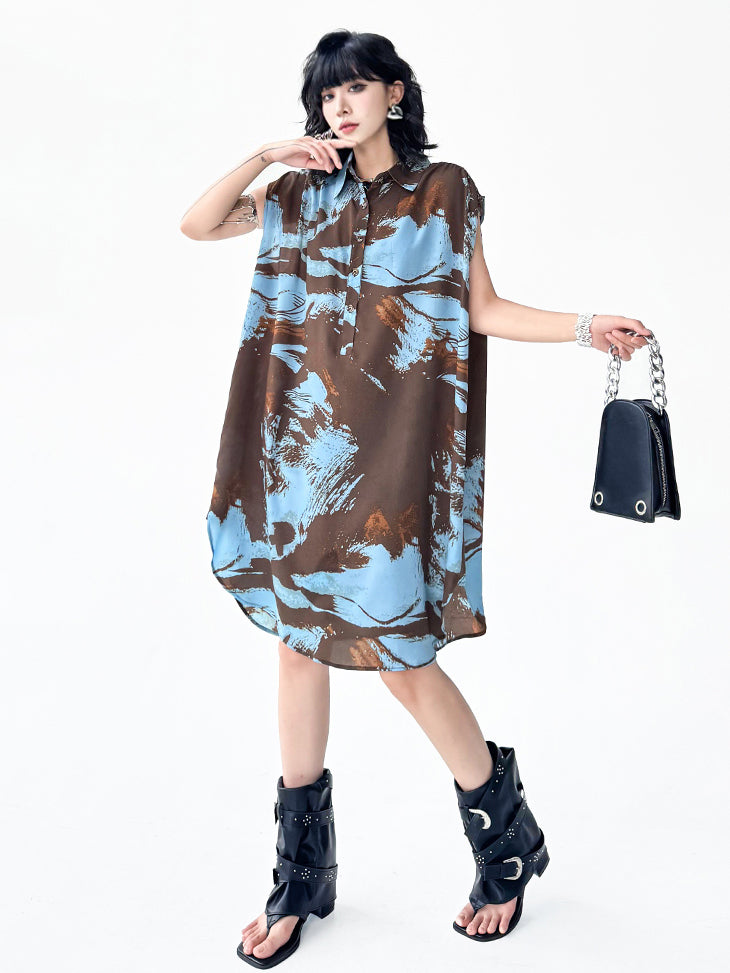 Brushed Art Color Shirt Dress 