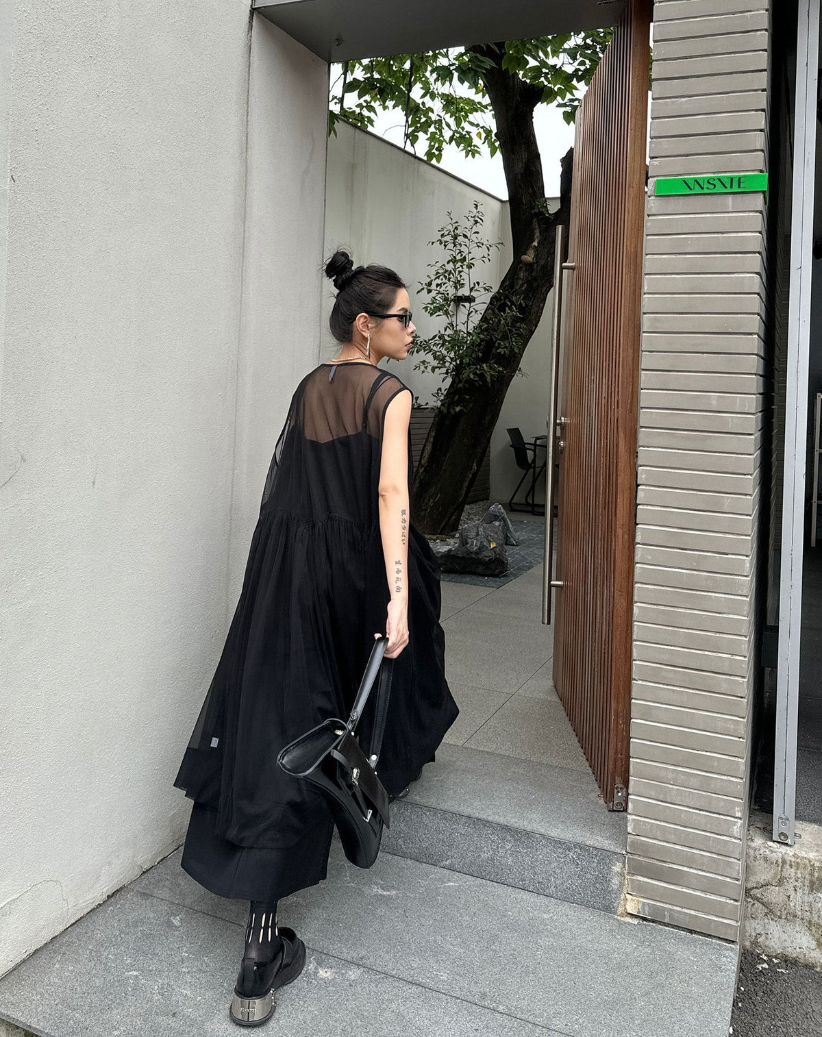 Sheer Black Layered Dress 